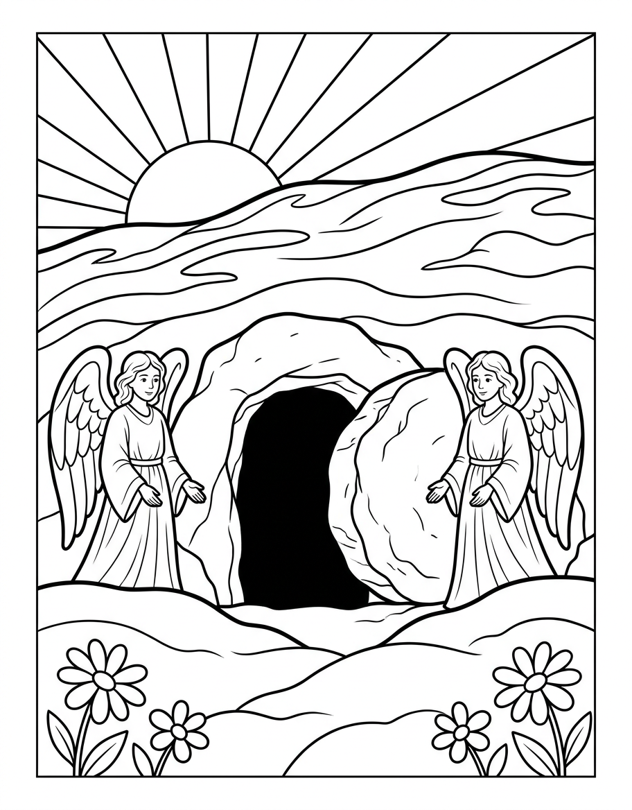 Free printable Easter empty tomb coloring page