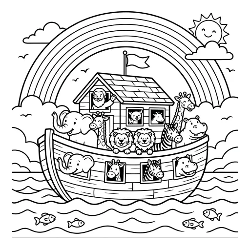 Noah's Ark printable Bible coloring page example