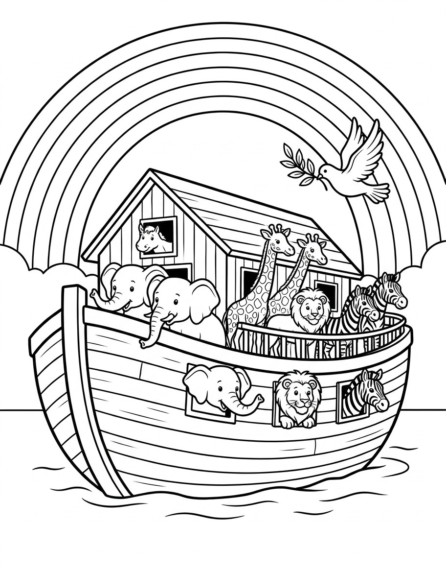Free printable Noah's Ark coloring page for kids